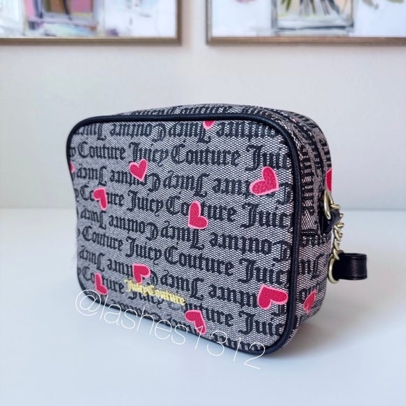 JUICY COUTURE Bag Camera Crossbody & Wallet Set - Black Hearts - Picture 3 of 10